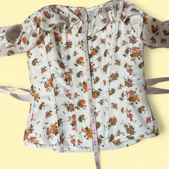 Corset Story Floral Off-Shoulder Corset Top with Ruffles and Spiral Steel Boning - Picture 5 of 7